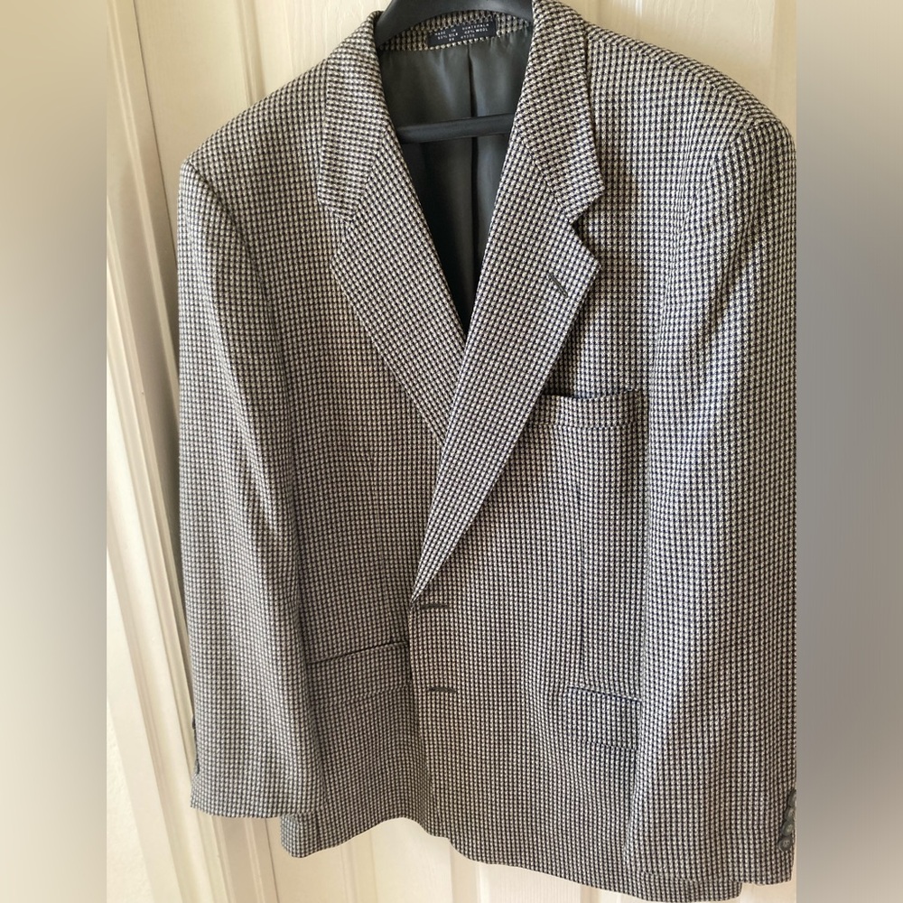Houndstooth Silk Wool Blend Sports Coat XL